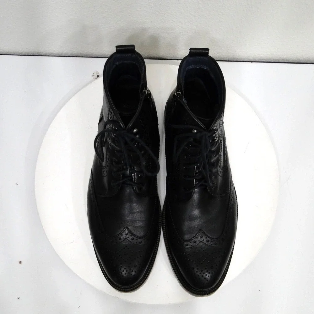 Johnston & Murphy Cody Wingtip Zip Boot Black Leather XC Flex 20-5521 Mens 9.5 M